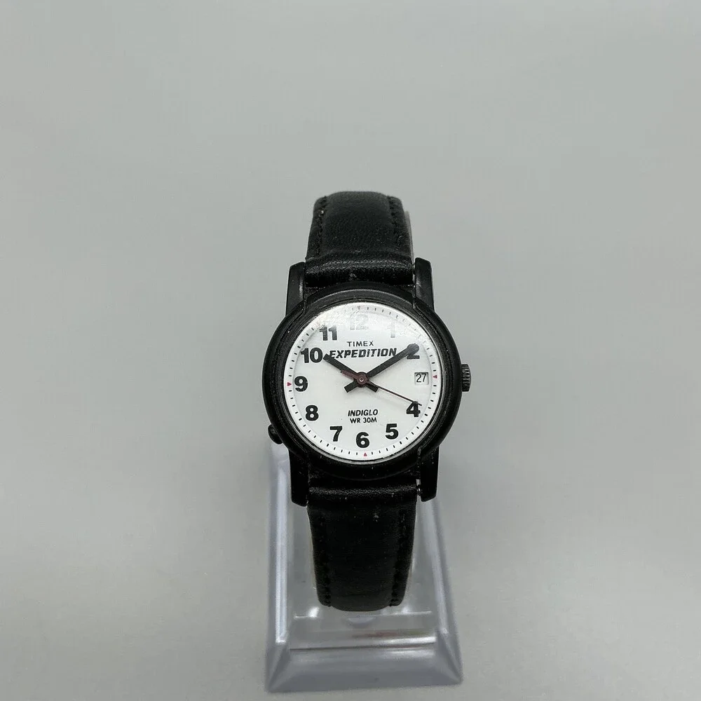Vtg1995 Timex Expedition Indiglo Womens Watch 25mm White Dial Date New Battery
